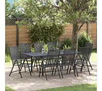 Garden Dining Set Anthracite Steel 8-Seater Rectangular Table Folding 210x90x73