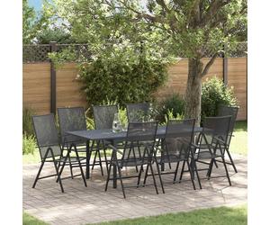 Garden Dining Set Anthracite Steel 8-Seater Rectangular Table Folding 210x90x73