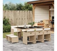 Garden Dining Set Beige 165x106x73cm PE Rattan Tempered Glass Space-saving Fold