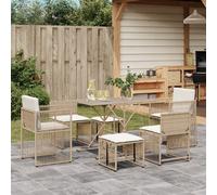 Garden Dining Set Beige PE Rattan & Powder-Coated Steel 104x56x72cm +4 cushions