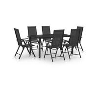 vidaXL Garden Dining Set 7 Piece Aluminium Black Outdoor Dining Table Chairs