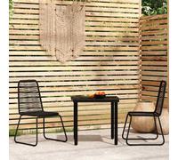 Garden Dining Set Black 80cm Tempered Glass Table PE Rattan Steel 4pcs 160x80cm