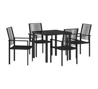 Garden dining set Black 80x80x73cm 4-seater powder-coated steel minimalist 4pc