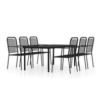 vidaXL Garden Dining Set 7 Piece Black Patio Outdoor Table and Chair Furniture