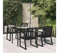vidaXL 7 Piece Garden Dining Set Black PVC Rattan
