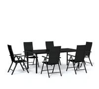 vidaXL 7 Piece Garden Dining Set Black