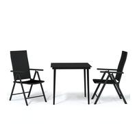 vidaXL 3 Piece Garden Dining Set Black, Black