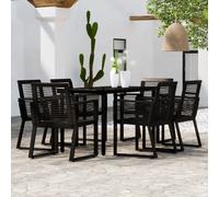 vidaXL 7 Piece Garden Dining Set Black, Black