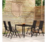 vidaXL 5 Piece Garden Dining Set Black, Black