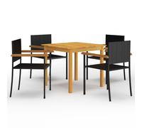 Garden Dining Set Black Patio Outdoor Dinner Table and Chairs 3/5 Piece vidaXL