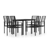 vidaXL Garden Dining Set 7 Piece Black Patio Outdoor Table and Chair Furniture