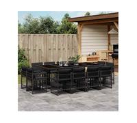 Garden Dining Set Black PE Rattan 13pc Folding-Back Chairs 220x106x73cm Comfort