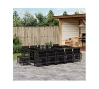 Garden Dining Set Black PE Rattan 14-piece Foldable Chairs & Stools 275x106x73cm
