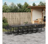 Garden Dining Set Black PE Rattan & Powder-Coated Steel 110x107x72cm 8pc