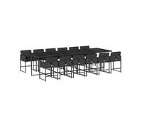 Garden Dining Set Black PE Rattan Tempered Glass 330x106x73cm 13-piece Foldable