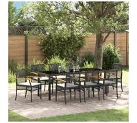Garden Dining Set Black Poly Rattan 2-Seater Bistro Table & 2 Chairs DurableEasy