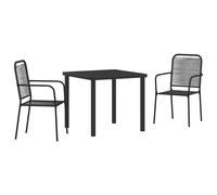 Garden Dining Set Black Powder-Coated Steel Outdoor Furniture Terrace vidaXL
