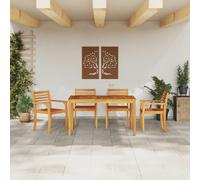 Garden Dining Set Brown 140cm Solid Acacia Wood 4-Seater Rustic Outdoor OiledTop