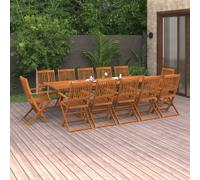 Garden Dining Set Brown 280x90x75cm Solid Acacia Wood 13-piece Foldable Outdoor