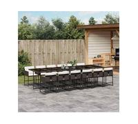 Garden dining set Brown 330x106x73cm PE rattan tempered glass 13-piece foldable