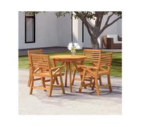 Garden dining set Brown Acacia 85cmØ x75cm 4 Chairs Curved Back Outdoor oiled.