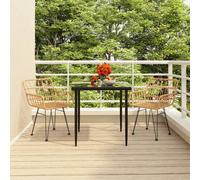 vidaXL 3 Piece Garden Dining Set Poly Rattan, Brown