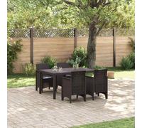 Garden Dining Set Brown Polt Rattan 150 x 100 x 73 cm 6-Seater Outdoor Matte Zip