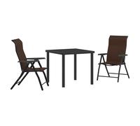 Garden Dining Set Brown Poly Rattan PowderCoated Steel 2-Seater Foldable Compact