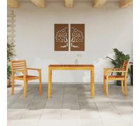 Garden Dining Set Brown Solid Acacia 3pc - Table 110x55x75cm Chairs 59x55x85cm.