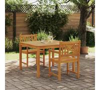 Garden Dining Set Brown Solid Acacia Wood 110x110cm 2-Seater Outdoor Durable UK