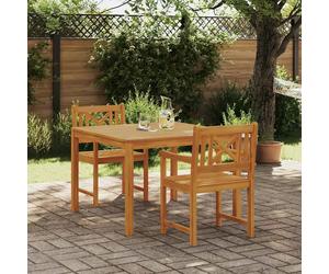Garden Dining Set Brown Solid Acacia Wood 110x110cm 2-Seater Outdoor Durable UK