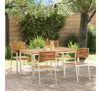 Garden Dining Set Brown Solid Acacia Wood 150x90x75cm 4-Seater CushionedwithZip