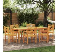 Garden Dining Set Brown Solid Acacia Wood 200cm Table 6-Seater Rustic Removable