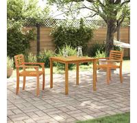 Garden Dining Set Brown Solid Acacia Wood 85x85x75cm Table with 2 Chairs Outdoor