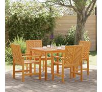 Garden Dining Set Brown Solid Acacia Wood 90x90x74 cm 5pc Oiled Outdoor Patio XL