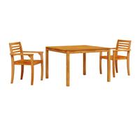 Garden Dining Set 4-Seater Brown Solid Acacia Wood 110cm Square Patio Table Zips