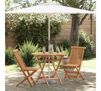 Garden Dining Set Brown Solid Acacia Wood Outdoor Seats 2 Chairs 46x45x89cm pkg