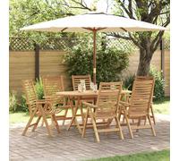 Garden Dining Set Brown Solid Teak Wood 160x80x75cm 6-Seater in rms.