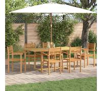 Garden dining set Brown Solid Teak Wood 180x90cm Table +6 Chairs Stackable 6pcs