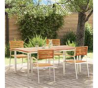Garden Dining Set Brown Solid Teak Wood 180x90x75cm 4-Seater Outdoor 4-Piece Set