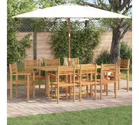 Garden Dining Set Brown Solid Teak Wood 180x90x75cm 8-Seater Weatherproof Patio+