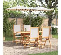Garden Dining Set Cream White Solid Acacia Wood 160x85x75cm 4-Seater Outdoor 4pc