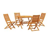 Garden Dining Set Folding 5 pcs Brown Solid Acacia Wood Terrace Outdoor vidaXL