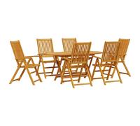 Garden Dining Set Folding Brown Solid Acacia Wood Furniture Outdoor vidaXL
