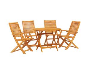 Garden Dining Set Folding Manual 5 pcs Brown Solid Acacia Wood Alfresco vidaXL
