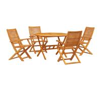 Garden Dining Set Folding Manual 5 pcs Brown Solid Acacia Wood Terrace vidaXL