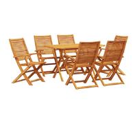 vidaXL Garden Dining Set Folding 7 pcs Brown Solid Acacia Wood