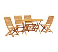Garden Dining Set Folding Manual Brown Solid Acacia Wood Outdoor Rustic vidaXL