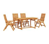 Garden Dining Set Folding Manual Brown Solid Acacia Wood Rustic Outdoor vidaXL