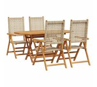vidaXL Garden Dining Set Folding 5 pcs Black Solid Acacia Wood